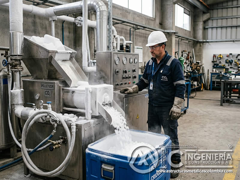 Compactación de nieve carbónica para sandblasting en Bogotá, Colombia. Montajes, Ingeniería y Construcción. MIC SAS. Compactación de nieve carbónica para sandblasting en Bogotá, Colombia. Montajes, Ingeniería y Construcción. MIC SAS.
