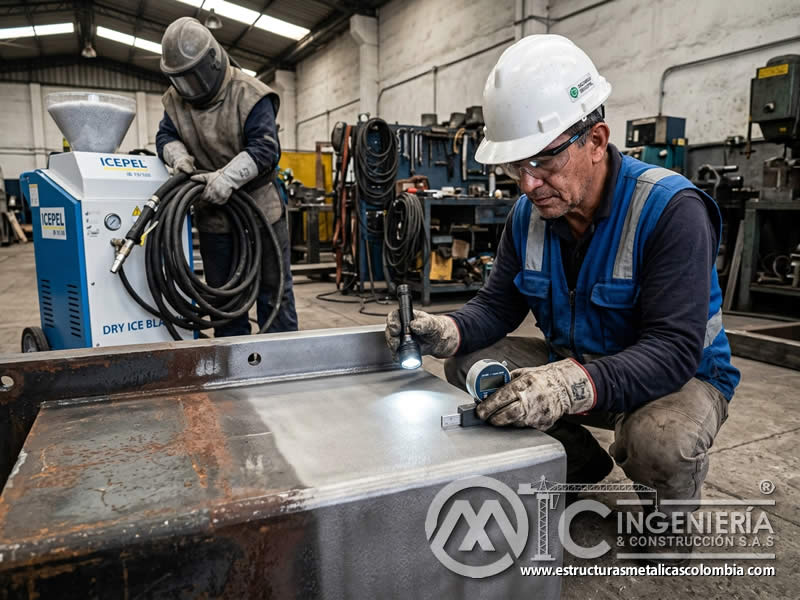 Inspección de superficie después de dry ice blasting en Bogotá, Colombia. Montajes, Ingeniería y Construcción. MIC SAS. Inspección de superficie después de dry ice blasting en Bogotá, Colombia. Montajes, Ingeniería y Construcción. MIC SAS.