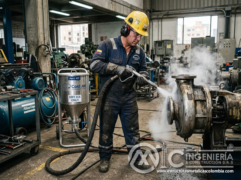 Limpieza criogénica tipo sandblasting en maquinaria en Bogotá, Colombia. Montajes, Ingeniería y Construcción. MIC SAS. Limpieza criogénica tipo sandblasting en maquinaria en Bogotá, Colombia. Montajes, Ingeniería y Construcción. MIC SAS.