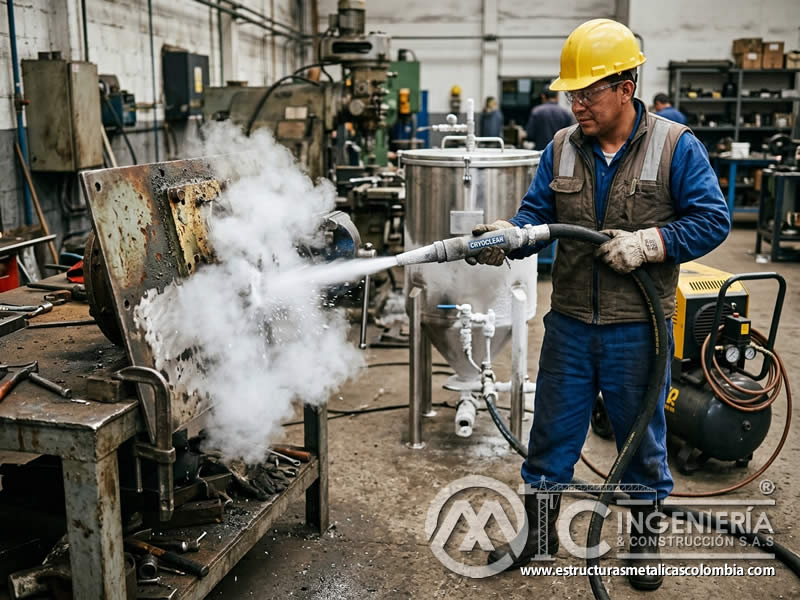 Sublimación de hielo seco en dry ice blasting en Bogotá, Colombia. Montajes, Ingeniería y Construcción. MIC SAS. Sublimación de hielo seco en dry ice blasting en Bogotá, Colombia. Montajes, Ingeniería y Construcción. MIC SAS.