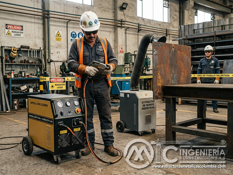 Equipo láser portátil para limpieza metálica en Bogotá, Colombia. Montajes, Ingeniería y Construcción. MIC SAS.