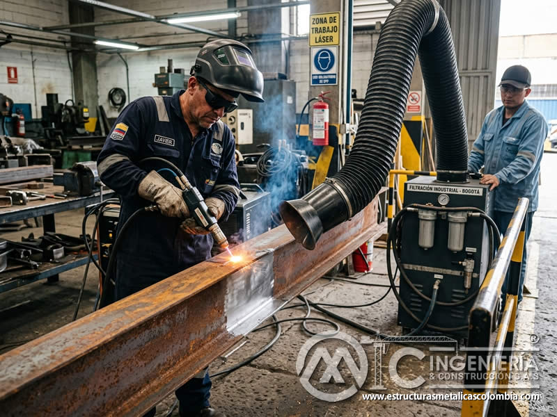 Extracción de humos láser en limpieza de superficies en Bogotá, Colombia. Montajes, Ingeniería y Construcción. MIC SAS.