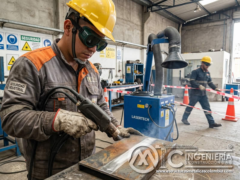 Gafas de protección láser para limpieza metálica en Bogotá, Colombia. Montajes, Ingeniería y Construcción. MIC SAS.