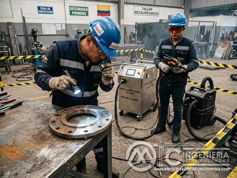 Inspección final de superficie con limpieza láser en Bogotá, Colombia. Montajes, Ingeniería y Construcción. MIC SAS.