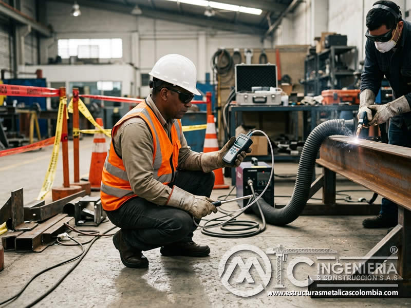 Monitoreo de humos en limpieza láser industrial en Bogotá, Colombia. Montajes, Ingeniería y Construcción. MIC SAS.
