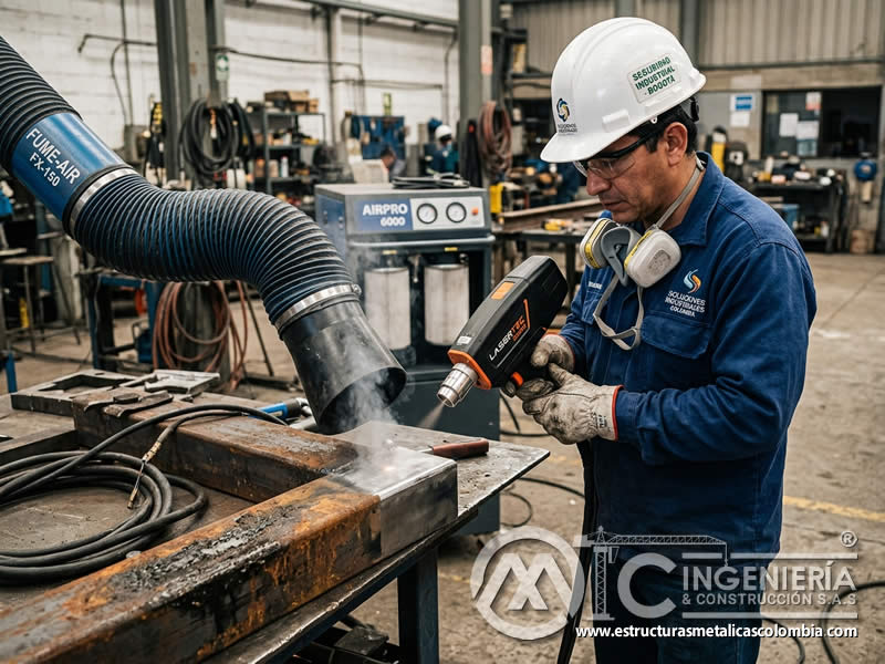 Vaporización de contaminantes con láser industrial en Bogotá, Colombia. Montajes, Ingeniería y Construcción. MIC SAS.