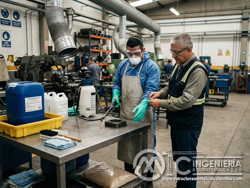 Protección del operario en limpieza química industrial en Bogotá, Colombia. Montajes, Ingeniería y Construcción. MIC SAS. Protección del operario en limpieza química industrial en Bogotá, Colombia. Montajes, Ingeniería y Construcción. MIC SAS.