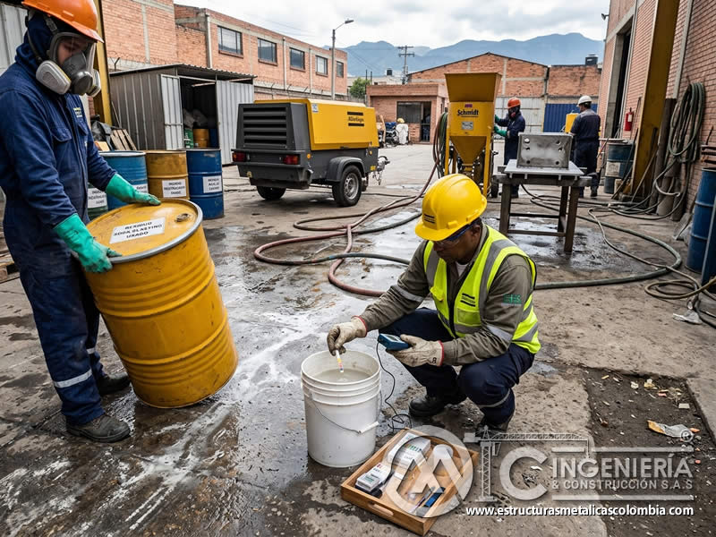 Neutralización de residuos de soda blasting en Bogotá, Colombia. Montajes, Ingeniería y Construcción. MIC SAS.