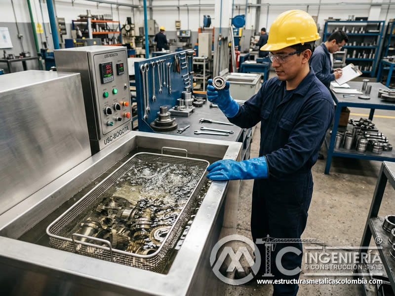Limpieza por ultrasonido de piezas metálicas industriales en Bogotá, Colombia. Montajes, Ingeniería y Construcción. MIC SAS.