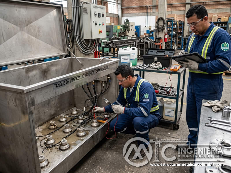 Mantenimiento de tanque de ultrasonido para limpieza en Bogotá, Colombia. Montajes, Ingeniería y Construcción. MIC SAS.