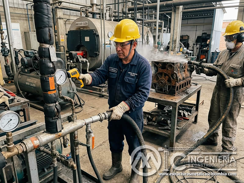 Control de temperatura de vapor en limpieza abrasiva en Bogotá, Colombia. Montajes, Ingeniería y Construcción. MIC SAS.