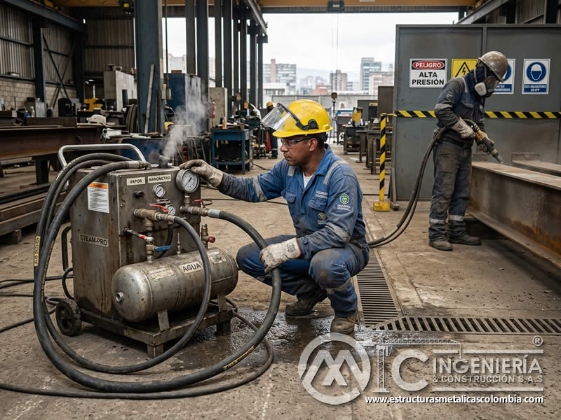Generador de vapor para chorro abrasivo industrial en Bogotá, Colombia. Montajes, Ingeniería y Construcción. MIC SAS.