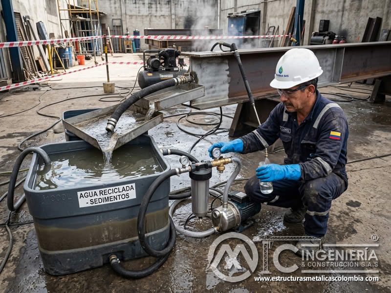 Recuperación de agua en vapor de limpieza abrasiva en Bogotá, Colombia. Montajes, Ingeniería y Construcción. MIC SAS.