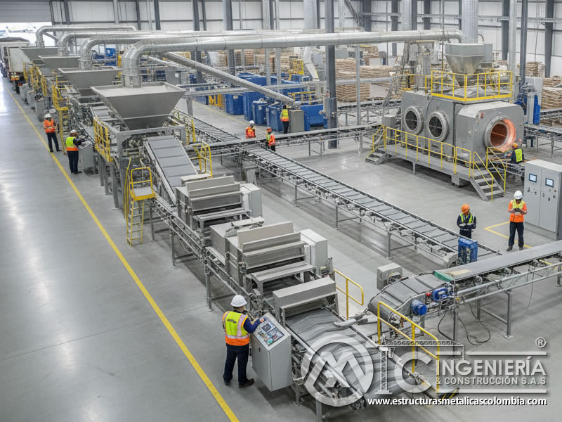 Planta industrial de clasificación y empaque de arena de sílice. Bogotá, Colombia. Montajes, Ingeniería y Construcción. MIC SAS.