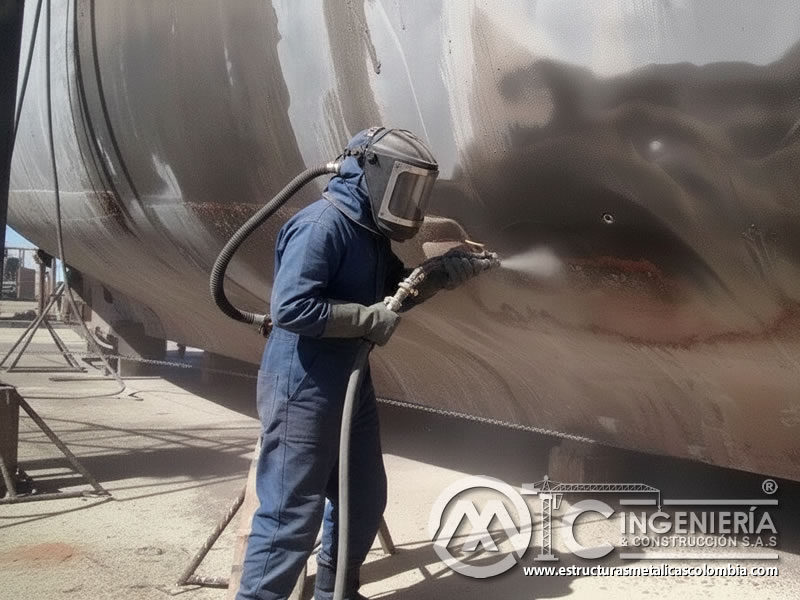 Soda blasting en casco de embarcación en dique seco. Bogotá, Colombia. Montajes, Ingeniería y Construcción. MIC SAS.