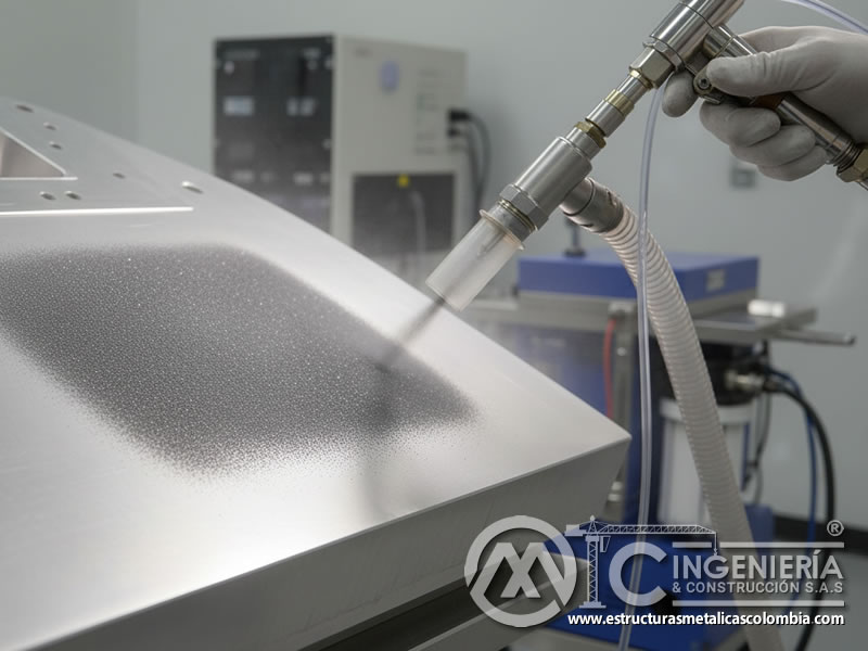 Componente aeroespacial siendo preparado con carburo de silicio. Bogotá, Colombia. Montajes, Ingeniería y Construcción. MIC SAS.