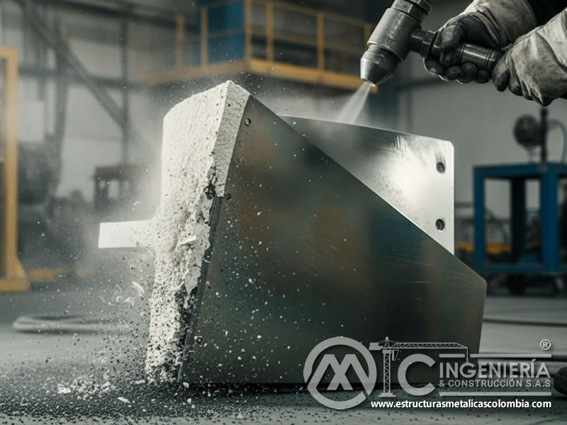 Eliminación de recubrimiento cerámico resistente con carburo de silicio. Bogotá, Colombia. Montajes, Ingeniería y Construcción. MIC SAS.