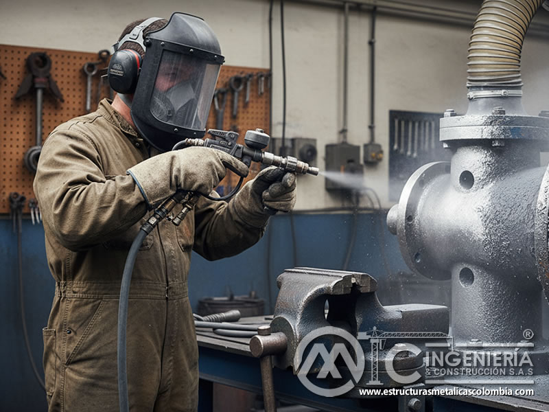 Eliminación de recubrimiento resistente en componente industrial. Bogotá, Colombia. Montajes, Ingeniería y Construcción. MIC SAS.