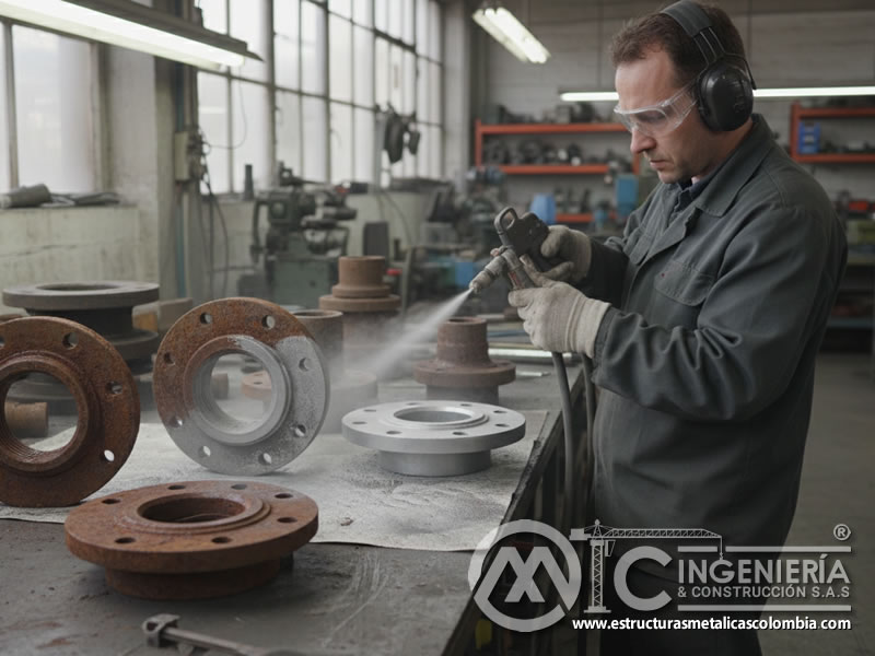 Limpieza de piezas metálicas para reparación. Bogotá, Colombia. Montajes, Ingeniería y Construcción. MIC SAS.