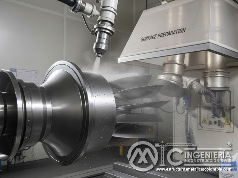 Preparación de superficie para recubrimiento multicapa con carburo de silicio. Bogotá, Colombia. Montajes, Ingeniería y Construcción. MIC SAS.