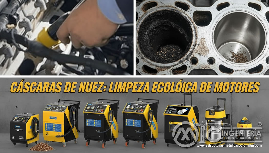 Cáscara de nuez como medio de limpieza para sandblasting. Bogotá, Colombia. Montajes, Ingeniería y Construcción. MIC SAS.