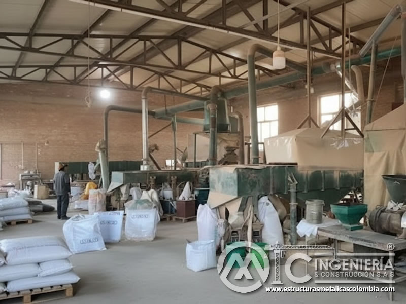 Planta procesadora para la fabricación de abrasivos con cáscara de nuez. Bogotá, Colombia. Montajes, Ingeniería y Construcción. MIC SAS.