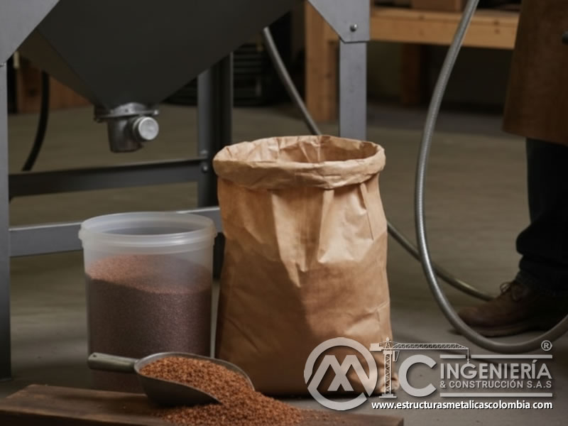 Solución ecológica de cáscaras de nuez para arenar madera. Bogotá, Colombia. Montajes, Ingeniería y Construcción. MIC SAS.