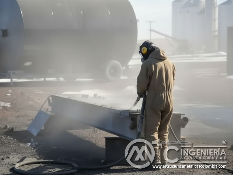 Sandblasting con escoria de cobre en estructura metálica con baja generación de polvo. Bogotá, Colombia. Montajes, Ingeniería y Construcción. MIC SAS. Sandblasting con escoria de cobre en estructura metálica con baja generación de polvo. Bogotá, Colombia. Montajes, Ingeniería y Construcción. MIC SAS.