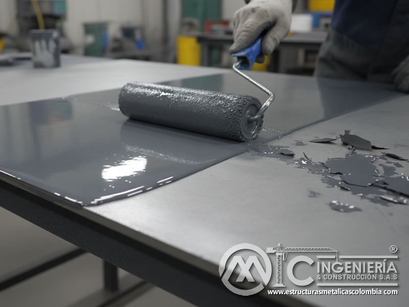 Adhesión perfecta de recubrimiento protector gracias a perfil de anclaje creado con óxido de aluminio. Bogotá, Colombia. Montajes, Ingeniería y Construcción. MIC SAS.