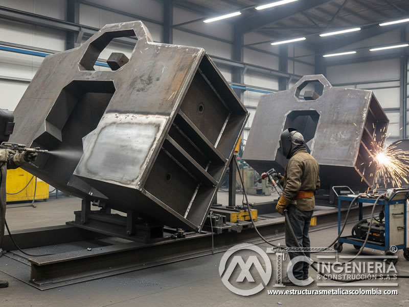 Preparación de superficie metálica para soldadura de alta calidad. Bogotá, Colombia. Montajes, Ingeniería y Construcción. MIC SAS.