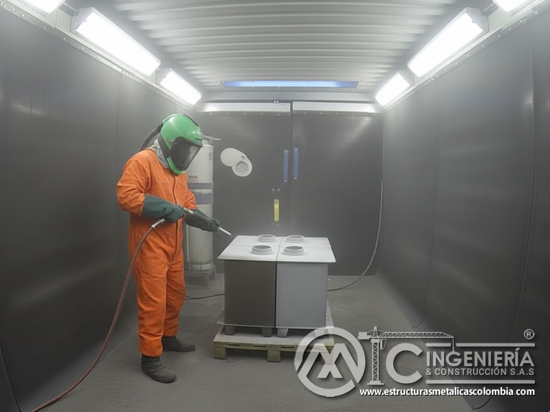 Sandblasting con plástico en piezas metálicas de precisión. Bogotá, Colombia. Montajes, Ingeniería y Construcción. MIC SAS.