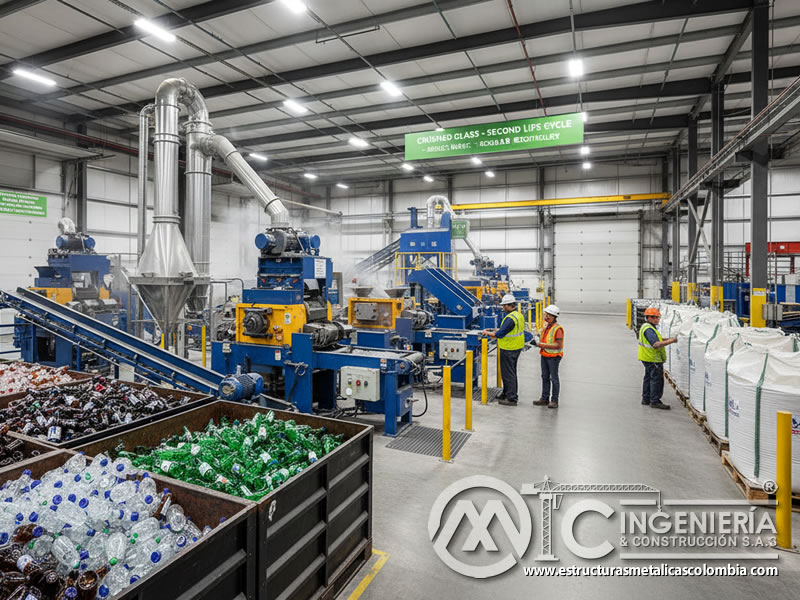 Centro de reciclaje y trituración de vidrio post-consumo para sandblasting. Bogotá, Colombia. Montajes, Ingeniería y Construcción. MIC SAS.