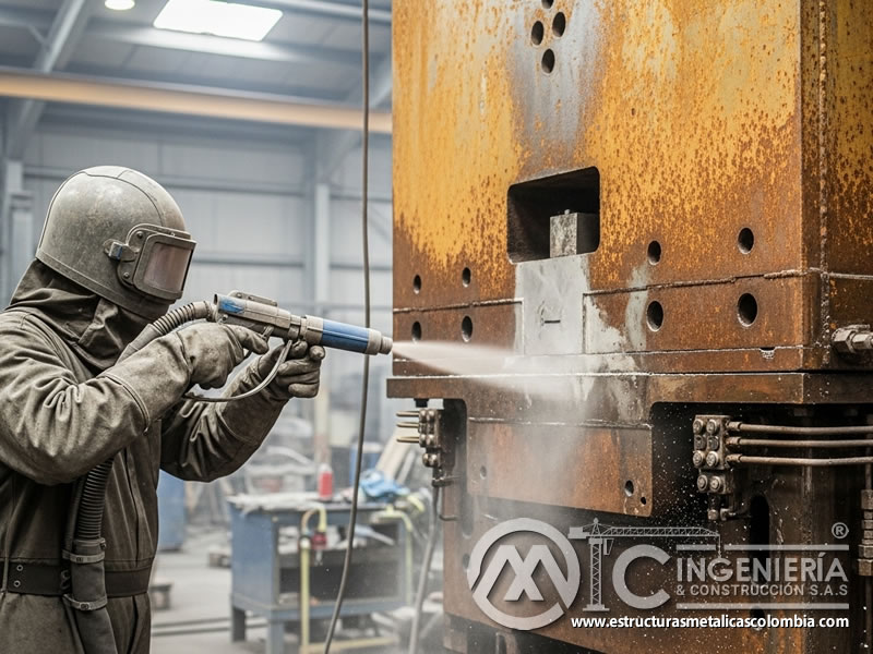 Eliminación de graffiti en hormigón con vidrio triturado. Bogotá, Colombia. Montajes, Ingeniería y Construcción. MIC SAS.