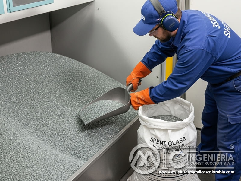 Recolección y disposición de vidrio triturado gastado. Bogotá, Colombia. Montajes, Ingeniería y Construcción. MIC SAS.